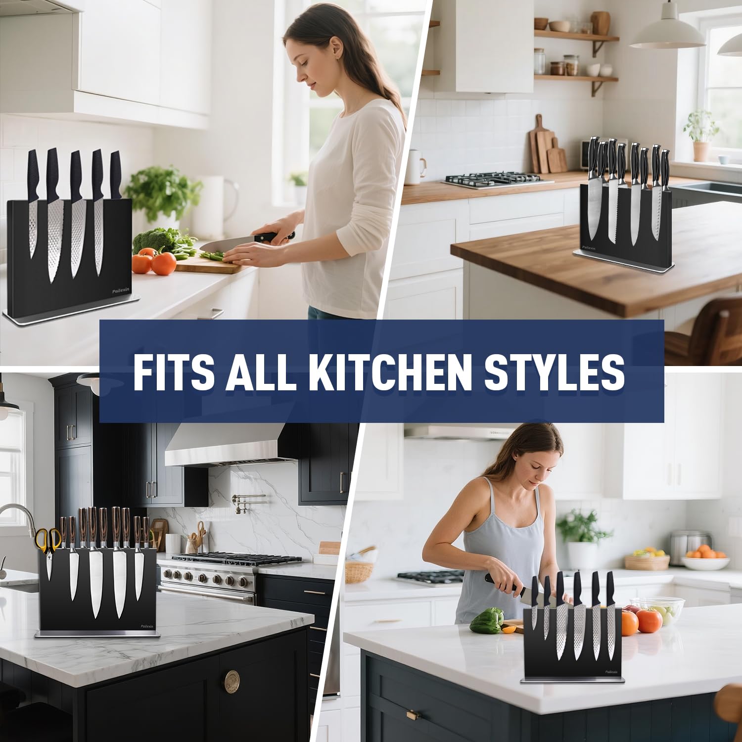 Pailexin space-saving design keeps knives within reach on counters.