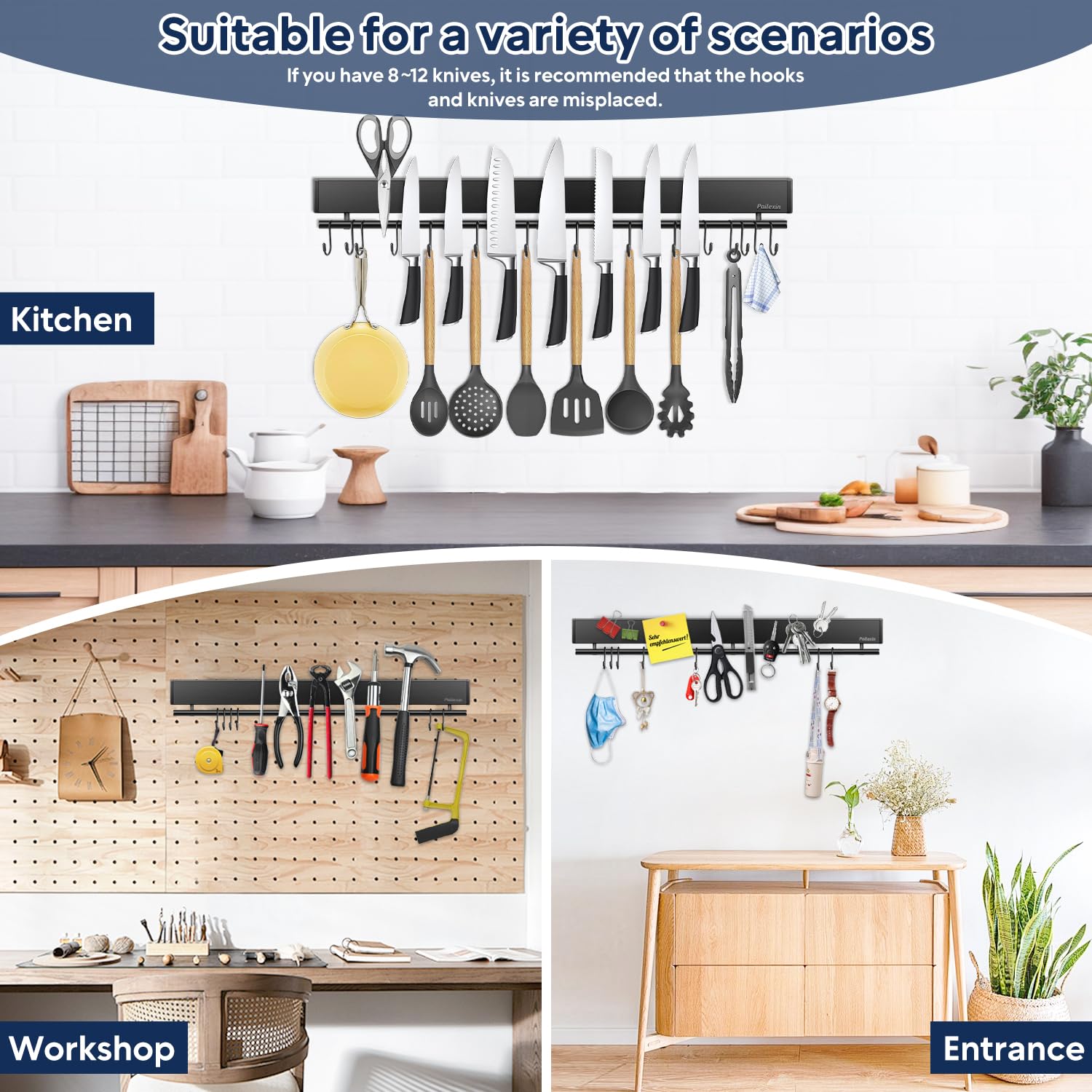 Pailexin space-saving design helps tidy counters and free up drawer space.