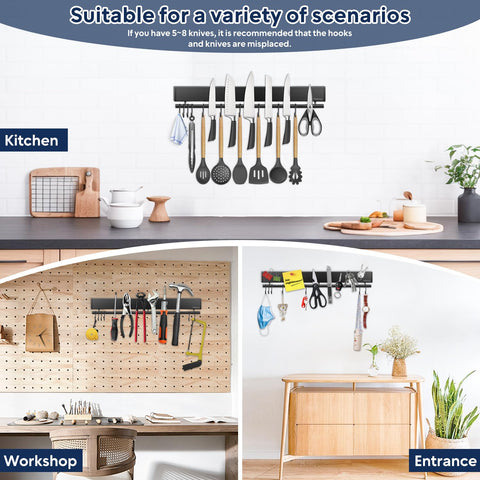 Pailexin strong magnets securely hold knives and utensils.