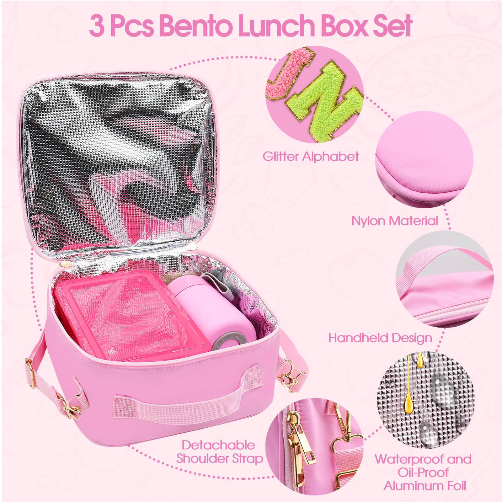 PainZieteg 6-compartment bento box with cutlery for varied meals.