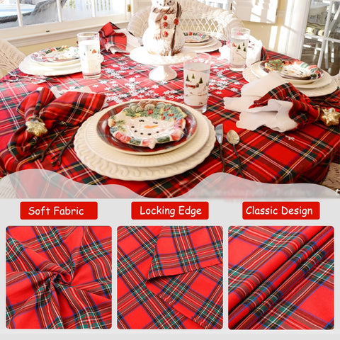 PakiInno Buffalo Plaid tablecloth on a farmhouse dining table perfect for family gatherings.
