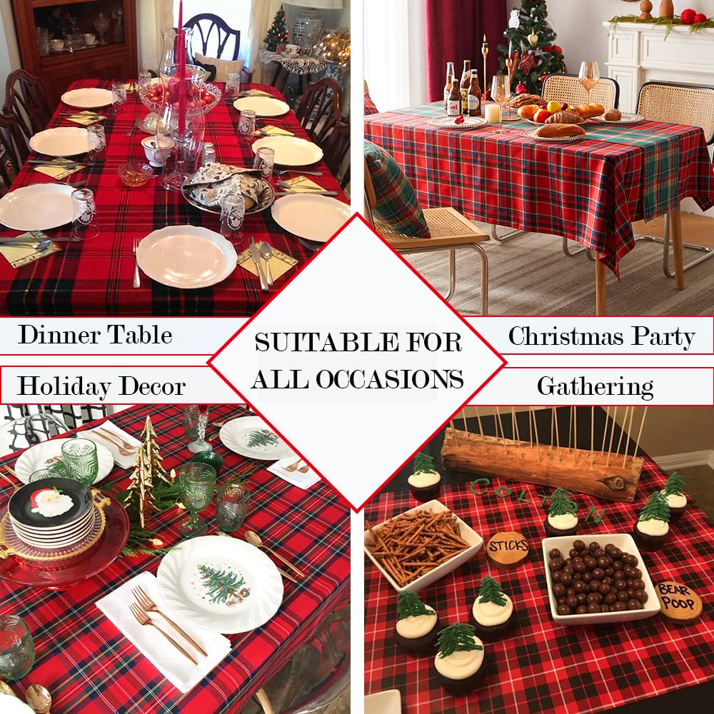 PakiInno Buffalo Plaid tablecloth decor enhances winter holiday table setting.