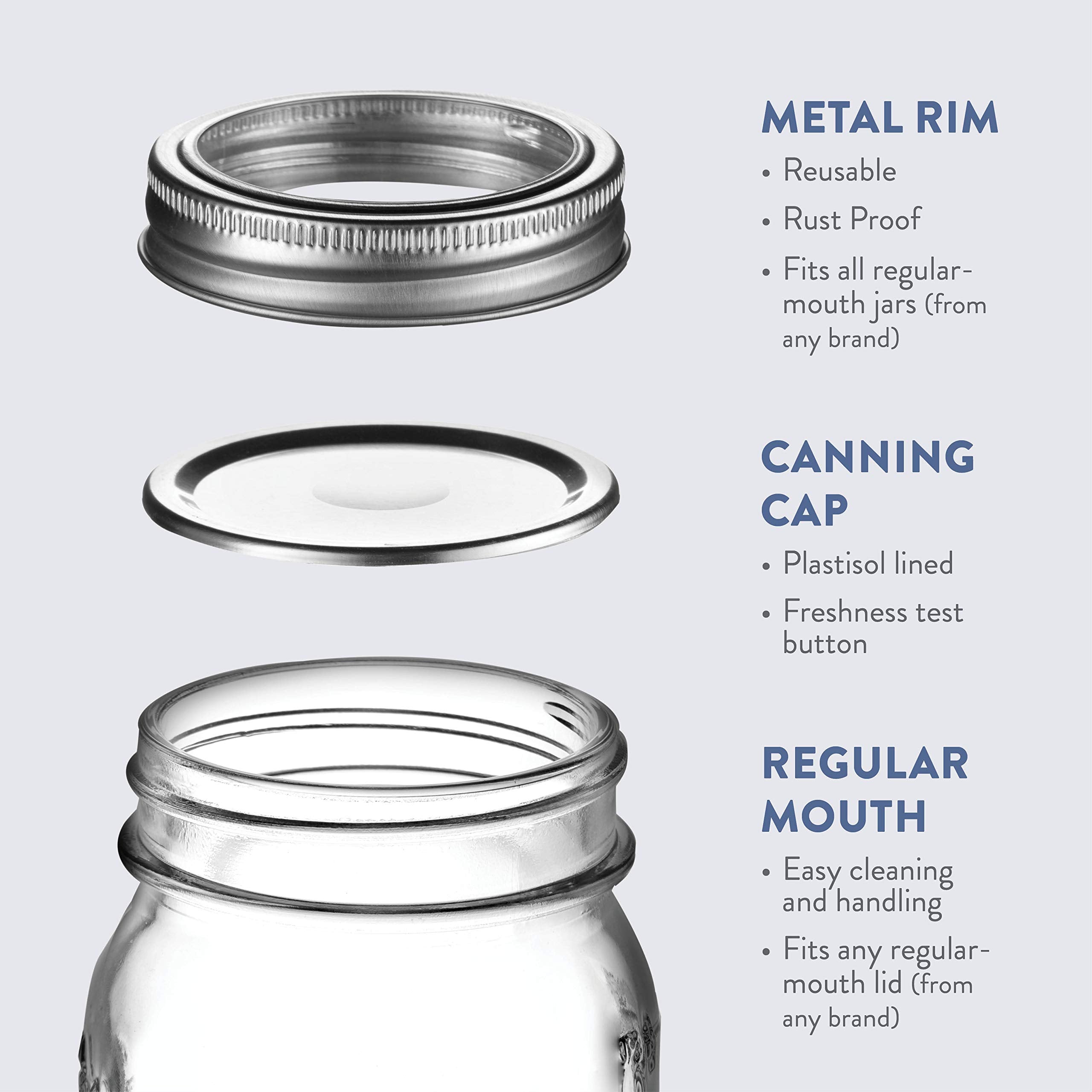 Paksh Novelty 16 oz regular-mouth glass jar ideal for canning.