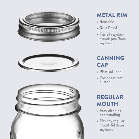 Paksh Novelty 16 oz regular-mouth glass jar ideal for canning.