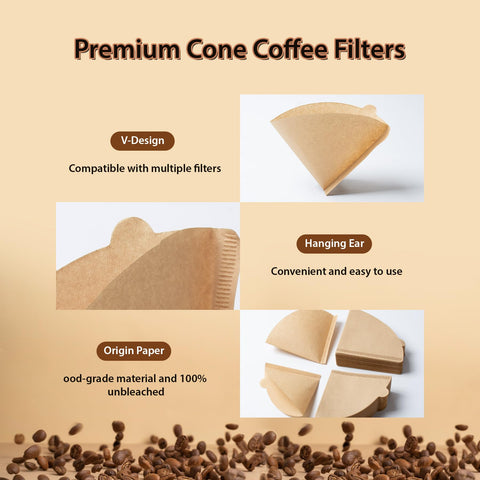 PakTalk V60 filters compatible with most electric and pour-over coffee makers.