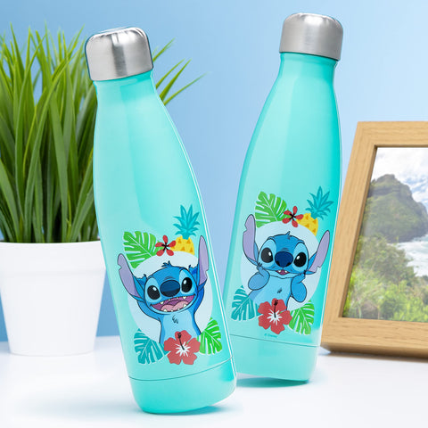 Paladone Disney Lilo & Stitch bottle in bag, easy to carry in a backpack.
