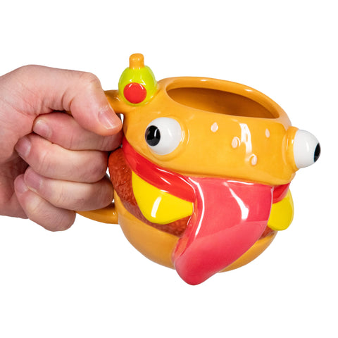 Paladone Durrr Burger mug back view showcasing durable ceramic finish