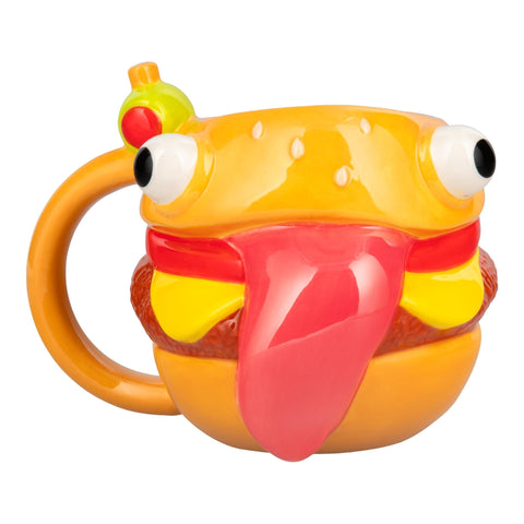 Paladone Fortnite Durrr Burger mug on display stand