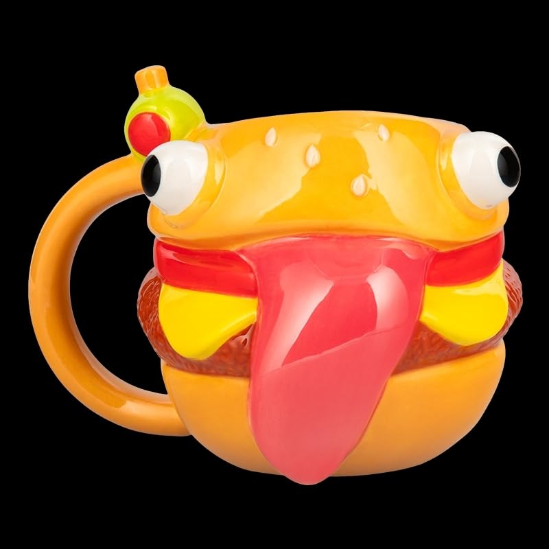 Paladone Durrr Burger mug in use with hot beverage