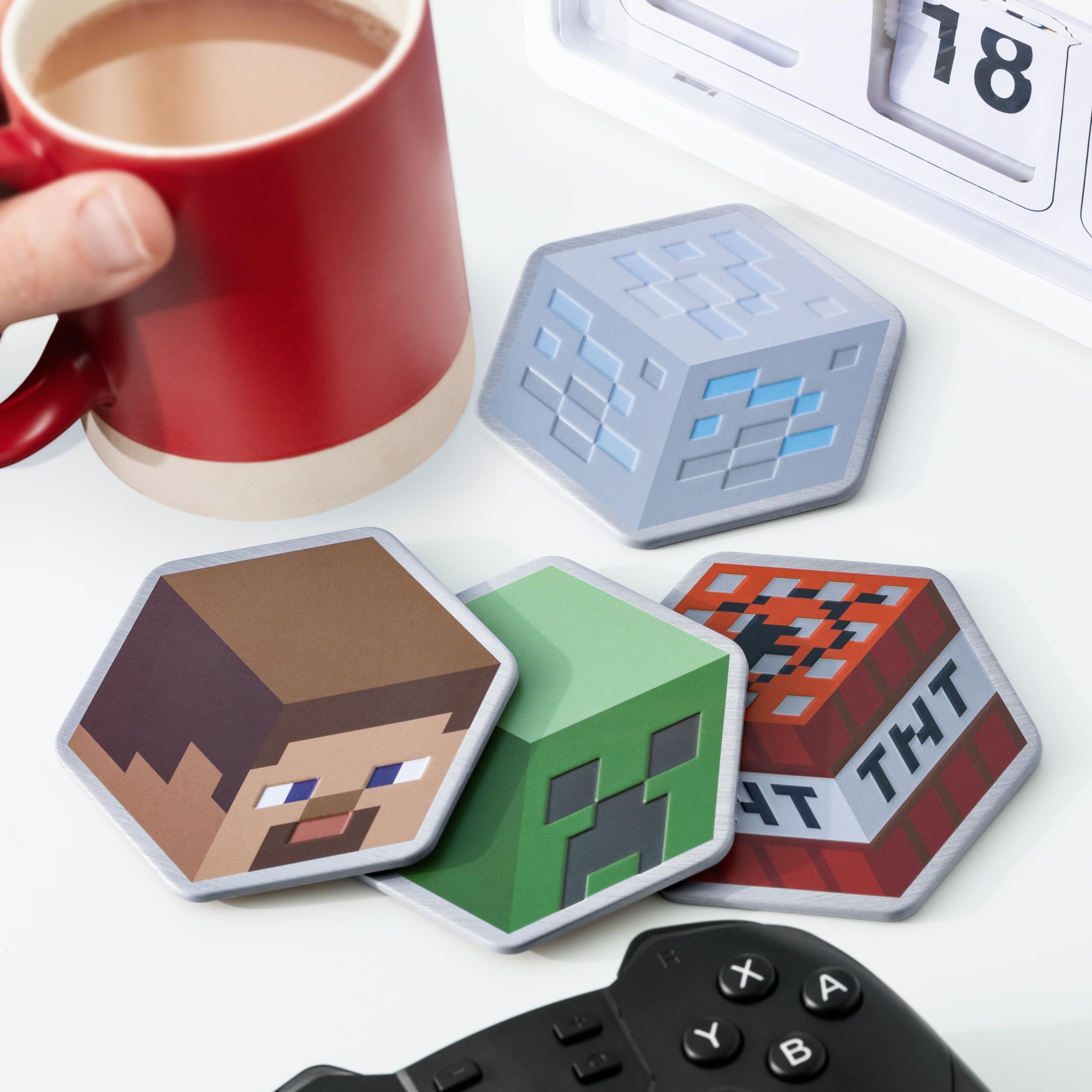Paladone Minecraft metal coaster with Creeper design protects surfaces and sparks conversation.
