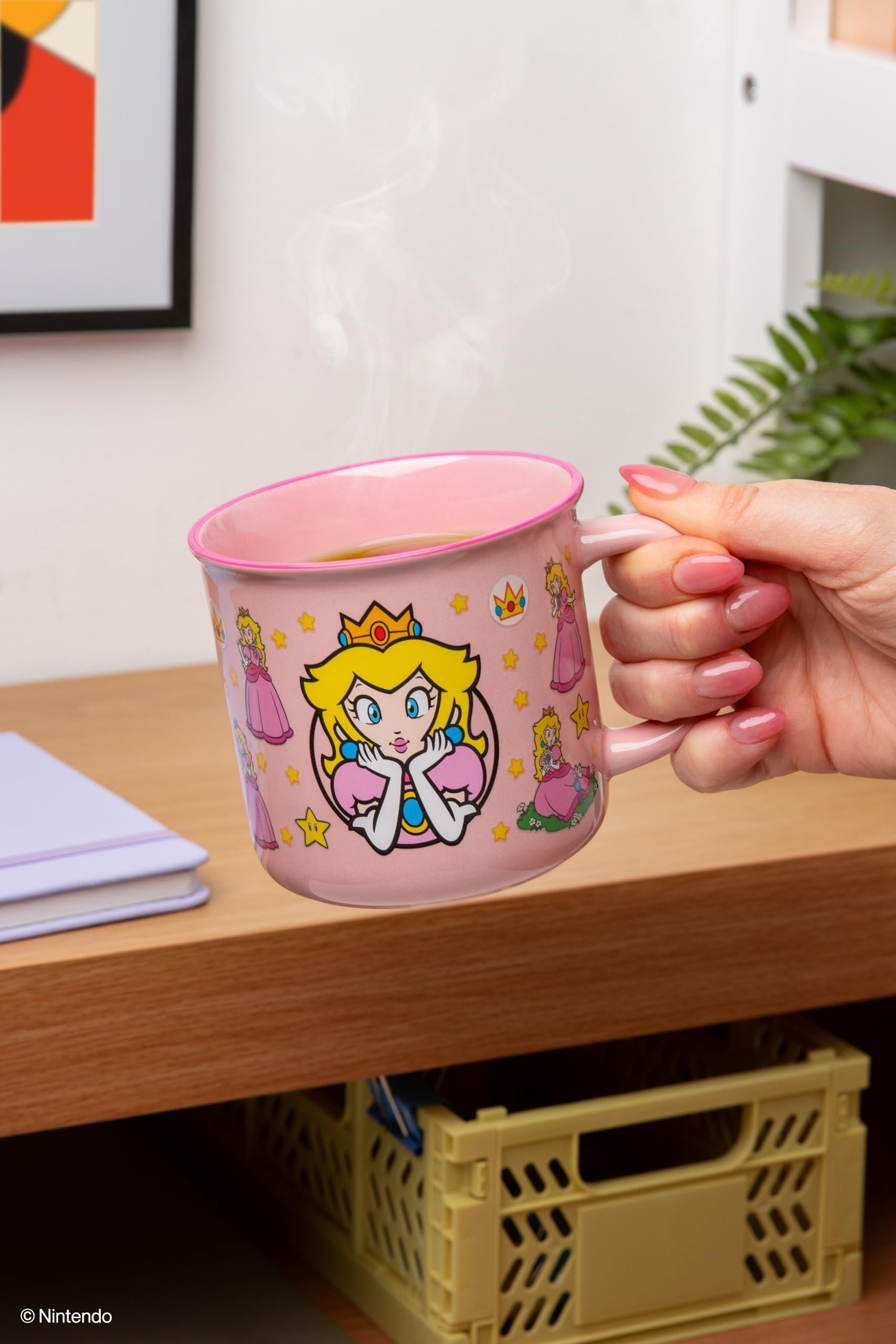 Paladone Princess Peach mug reveals vibrant art when hot, perfect for gifting.