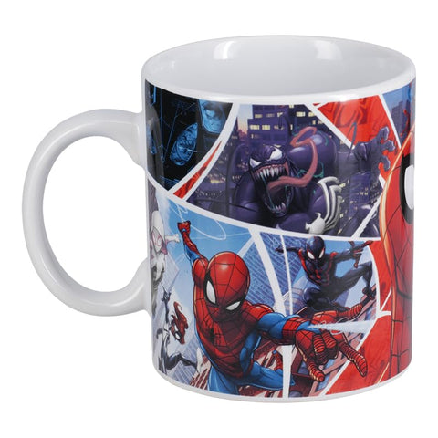 Paladone Spiderman mug handle side for a comfortable grip during mornings.