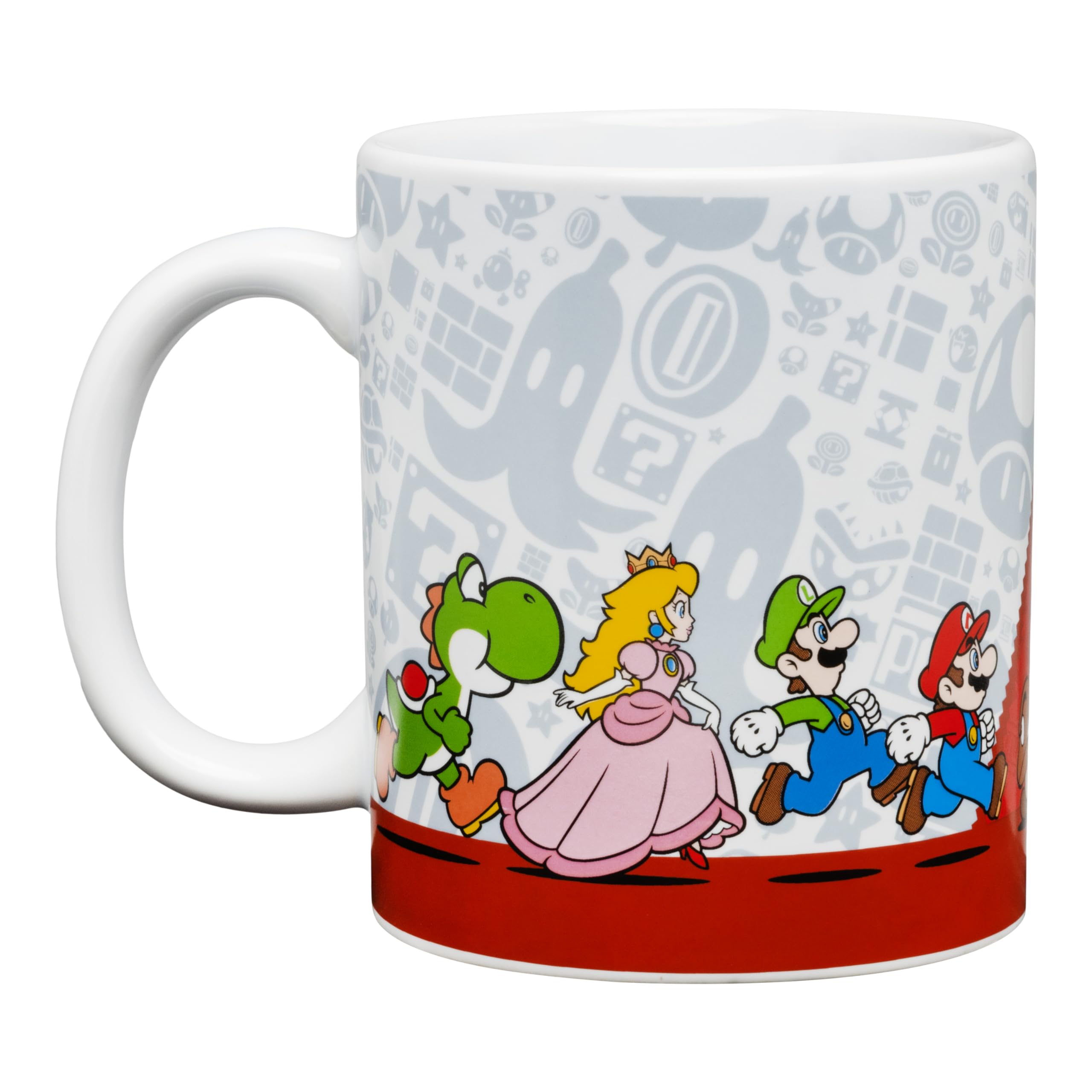 Paladone Super Mario mug showing Bowser and enemies on the reverse