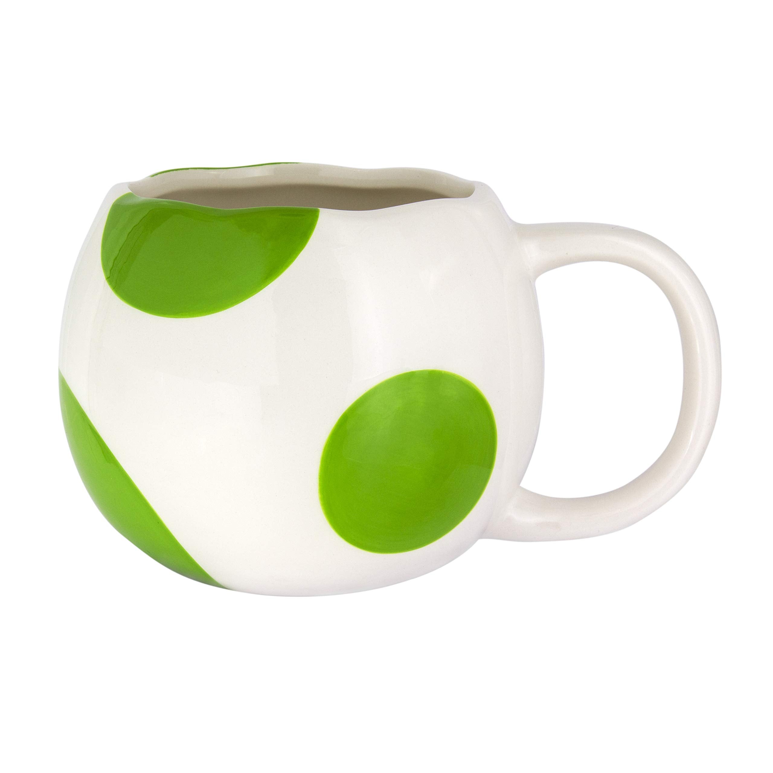 Paladone Yoshi Egg mug front view, ideal for Mario fans enjoying coffee.