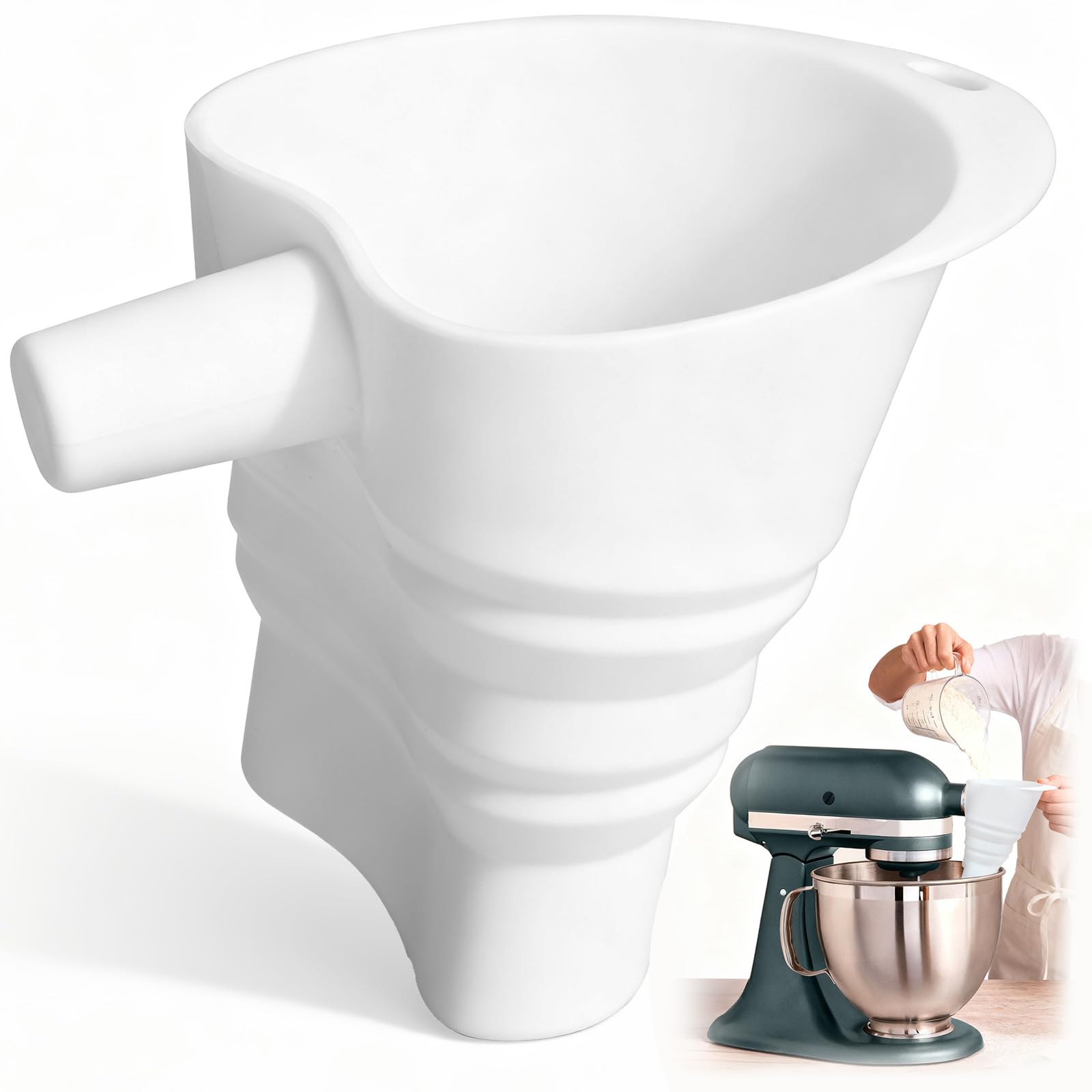 Palksky flour funnel silicone for KitchenAid, precise fit for mess-free flour transfer
