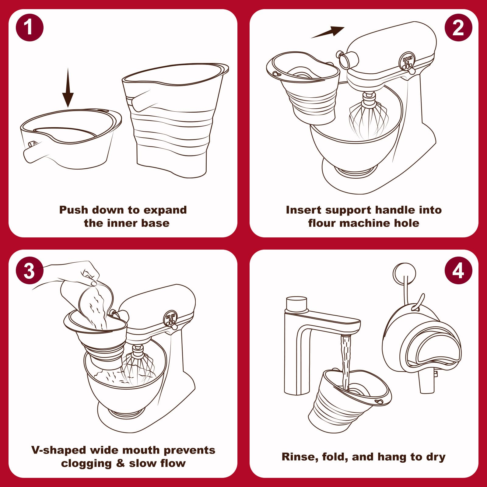 Palksky multi-functional funnel handles dry ingredients and drizzle liquids
