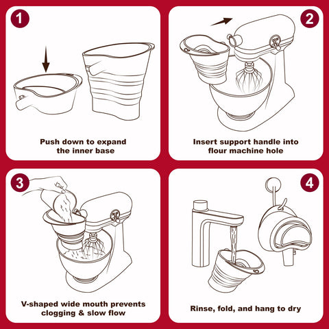 Palksky multi-functional funnel handles dry ingredients and drizzle liquids