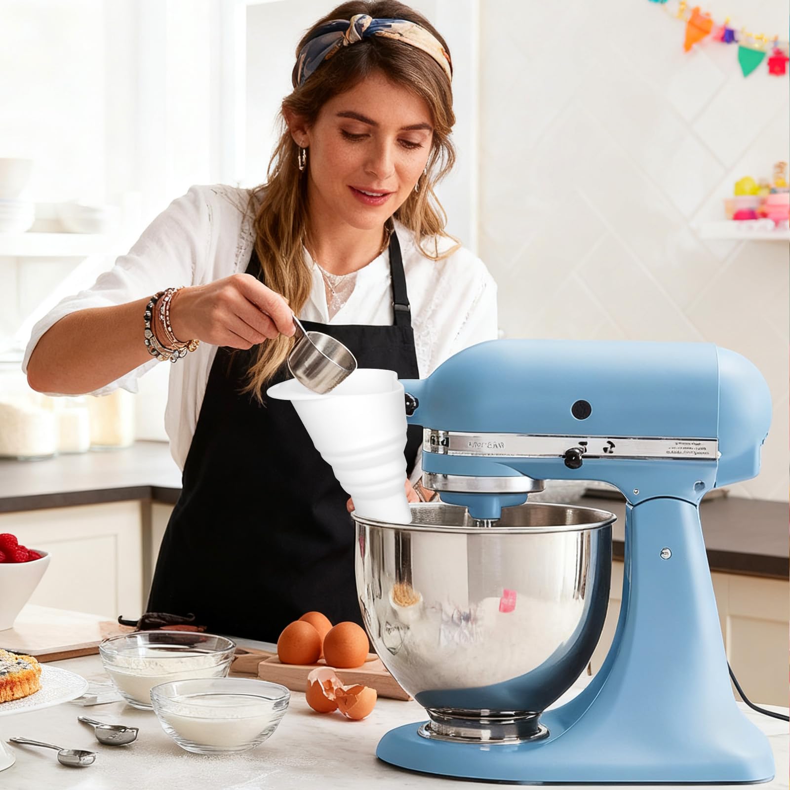 Palksky soft silicone funnel, easy control of flour flow