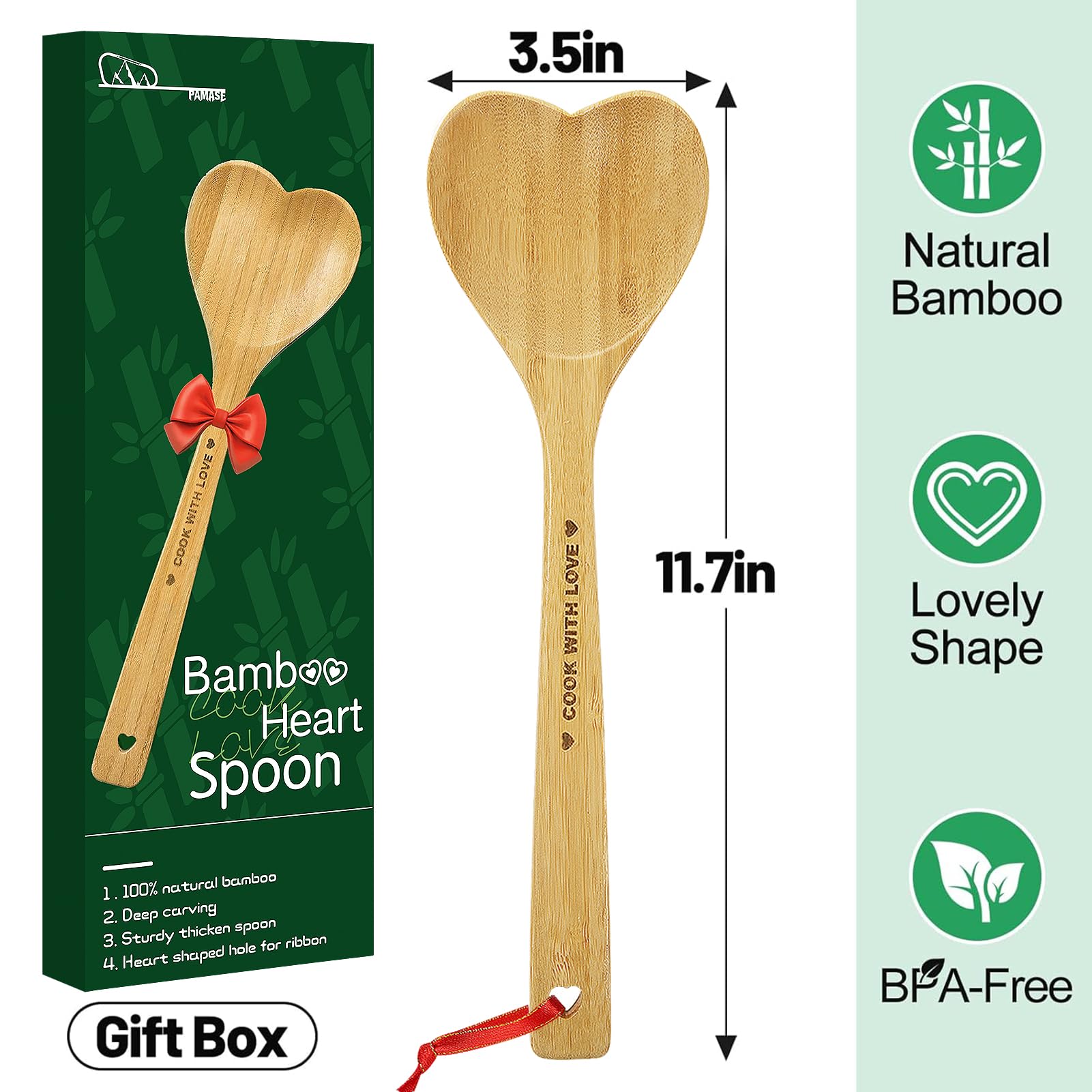 PAMASE easy-clean bamboo spoon makes washing quick and simple.