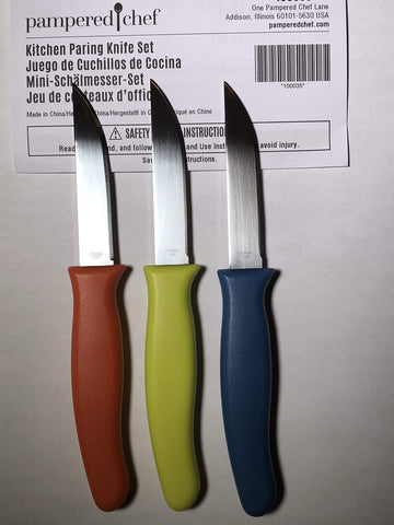 Pampered Chef paring knife closeup blade for precision slicing.