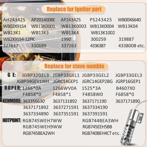 Pamriqy WB2X9154 installed igniter in oven, demonstrating stable lighting and quick ignition.