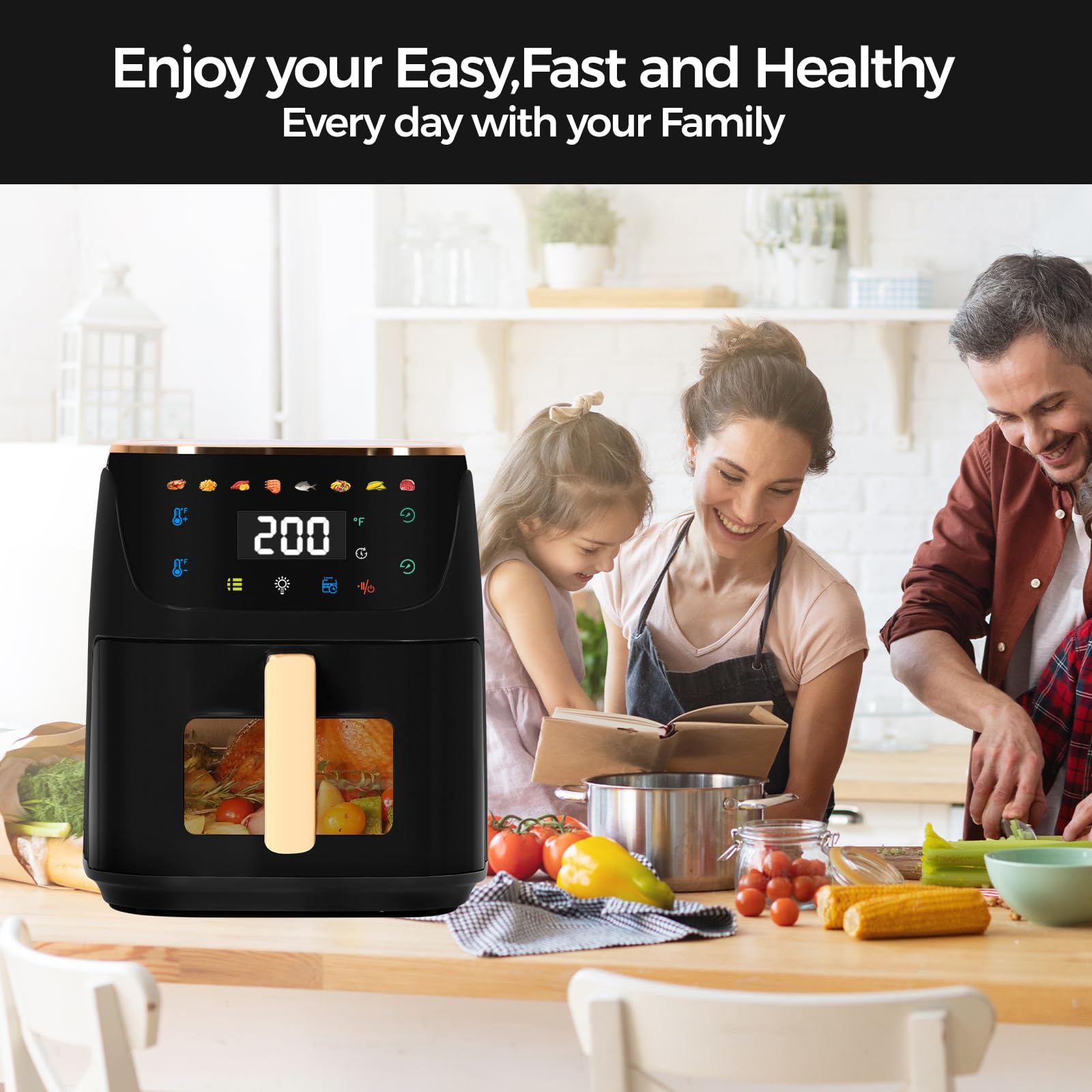 Panana 8QT air fryer eight presets for fries and chicken