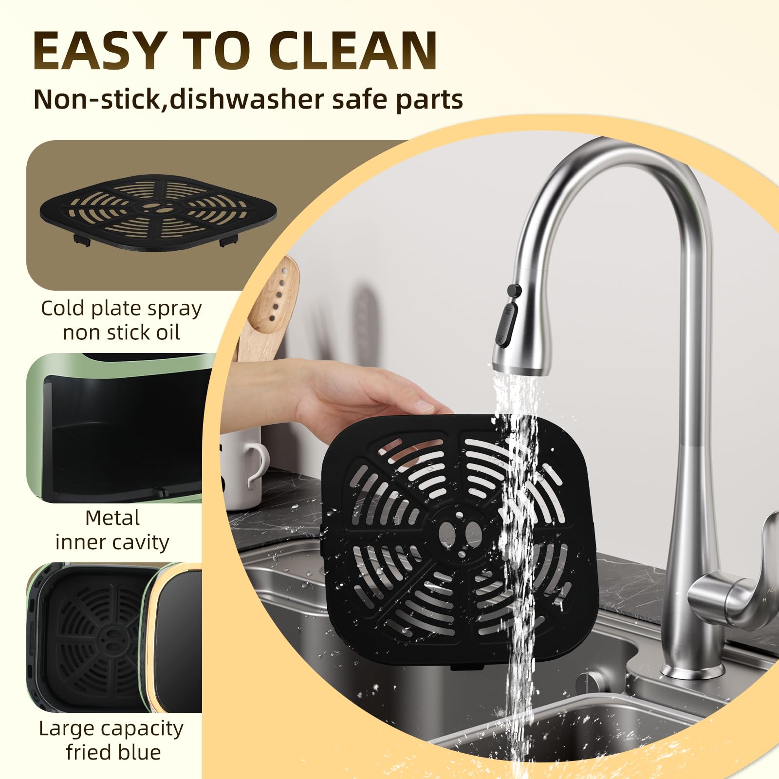 Panana Air Fryer 8QT compact design fits small kitchens and saves counter space.