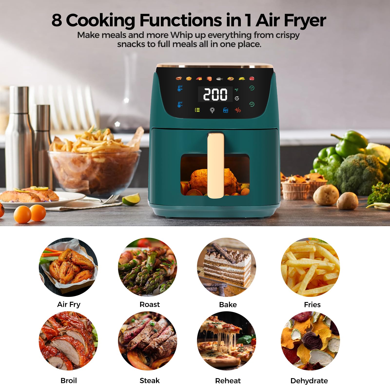 Panana Air Fryer 8QT control panel with one-touch presets for effortless cooking