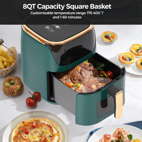 Panana Air Fryer 8QT inside view highlighting non-stick basket