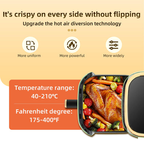 Panana Air Fryer 8QT viewing window with LED light for monitoring.