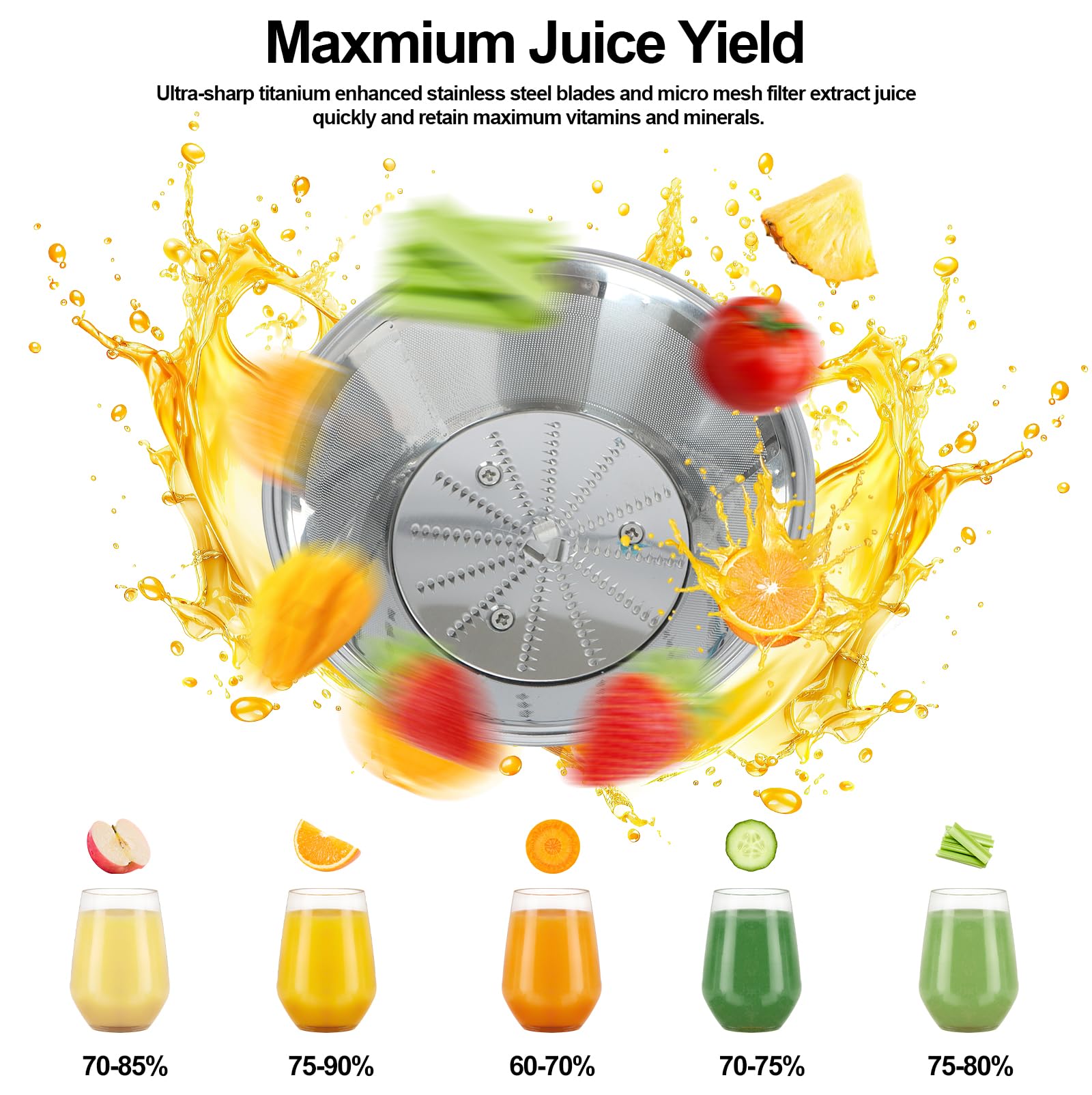 Panana juicer 500ml juice cup collects fresh juice.