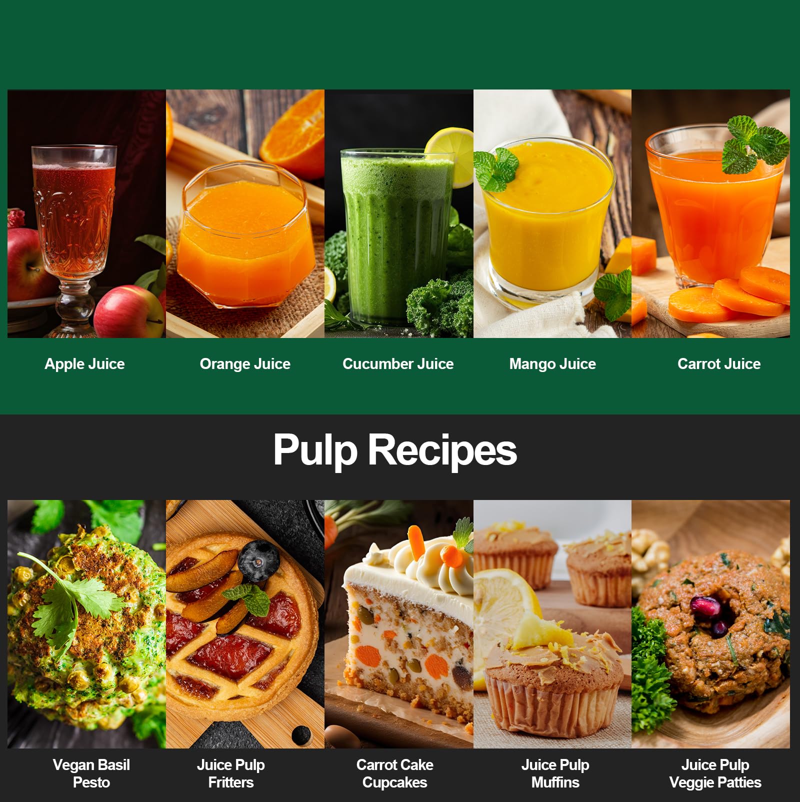 Panana juicer 1500ml pomace cup handles pulp easily.