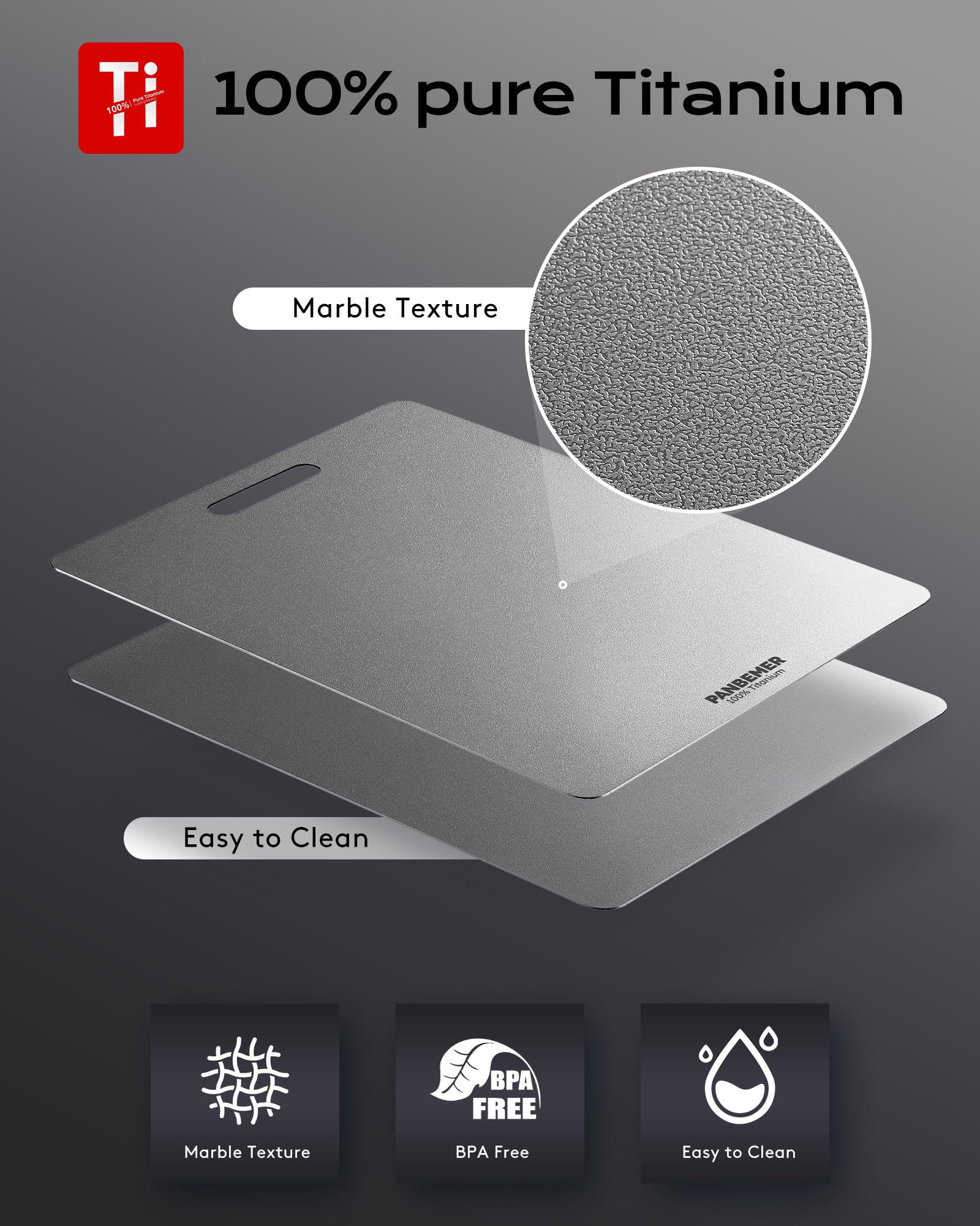 Panbemer titanium cutting board set collection for versatile kitchen tasks.