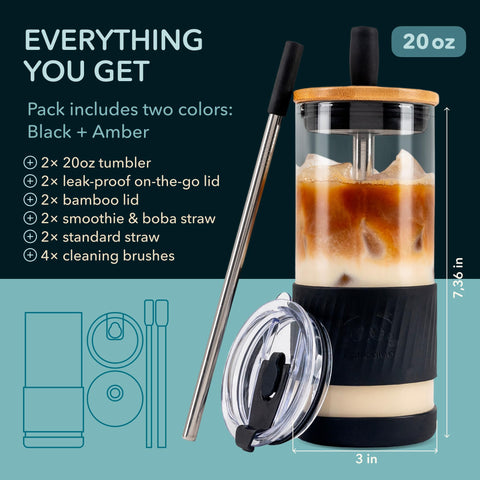 Pandaloo borosilicate glass 20oz tumbler designed for daily use.