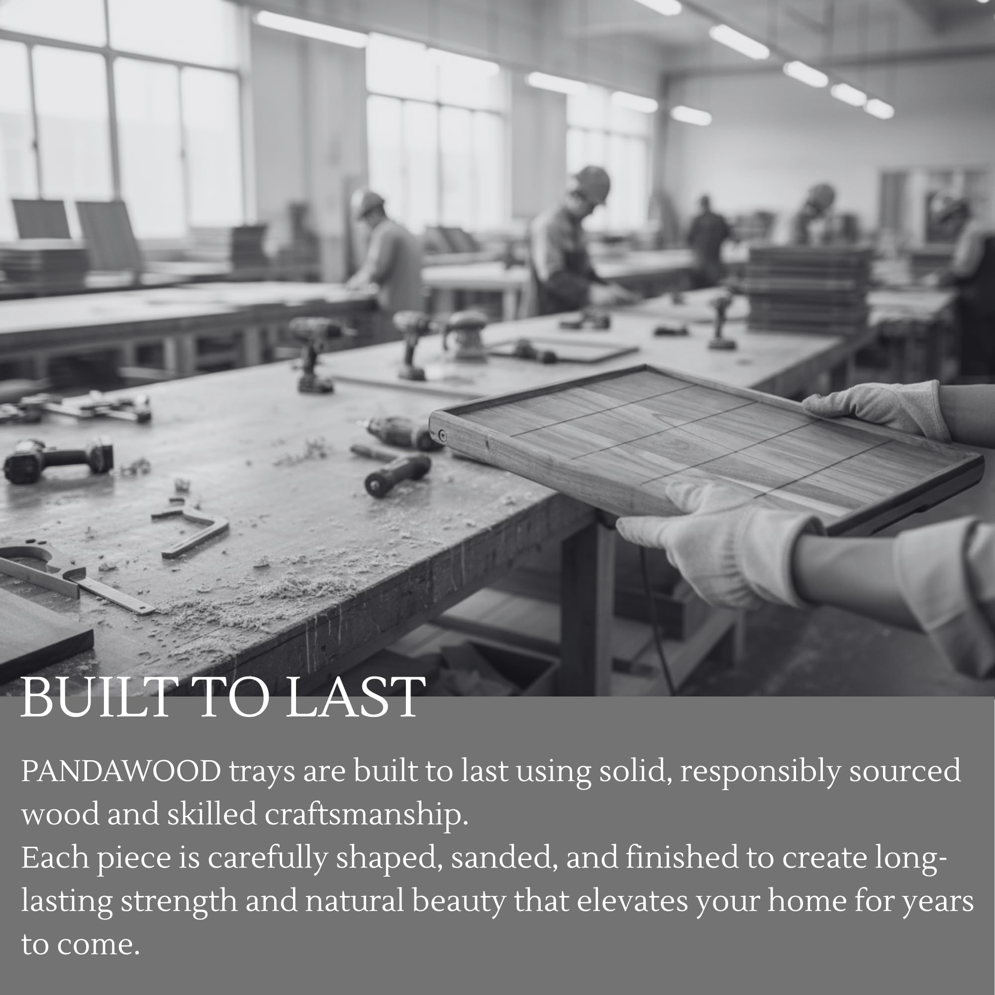 PANDAWOOD durable and lightweight acacia bed tray suitable for daily use