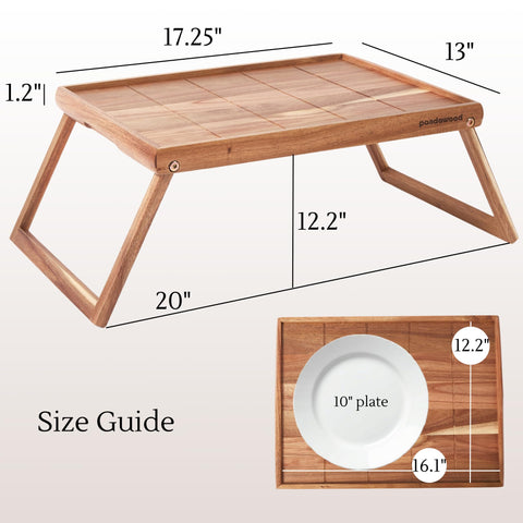 PANDAWOOD acacia bed tray folded flat for storage