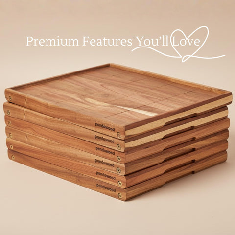 PANDAWOOD breakfast-in-bed tray showcasing natural acacia finish
