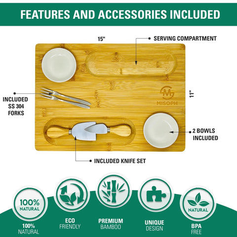 PandPal Misoph Collection charcuterie tray with side handles for easy serving.