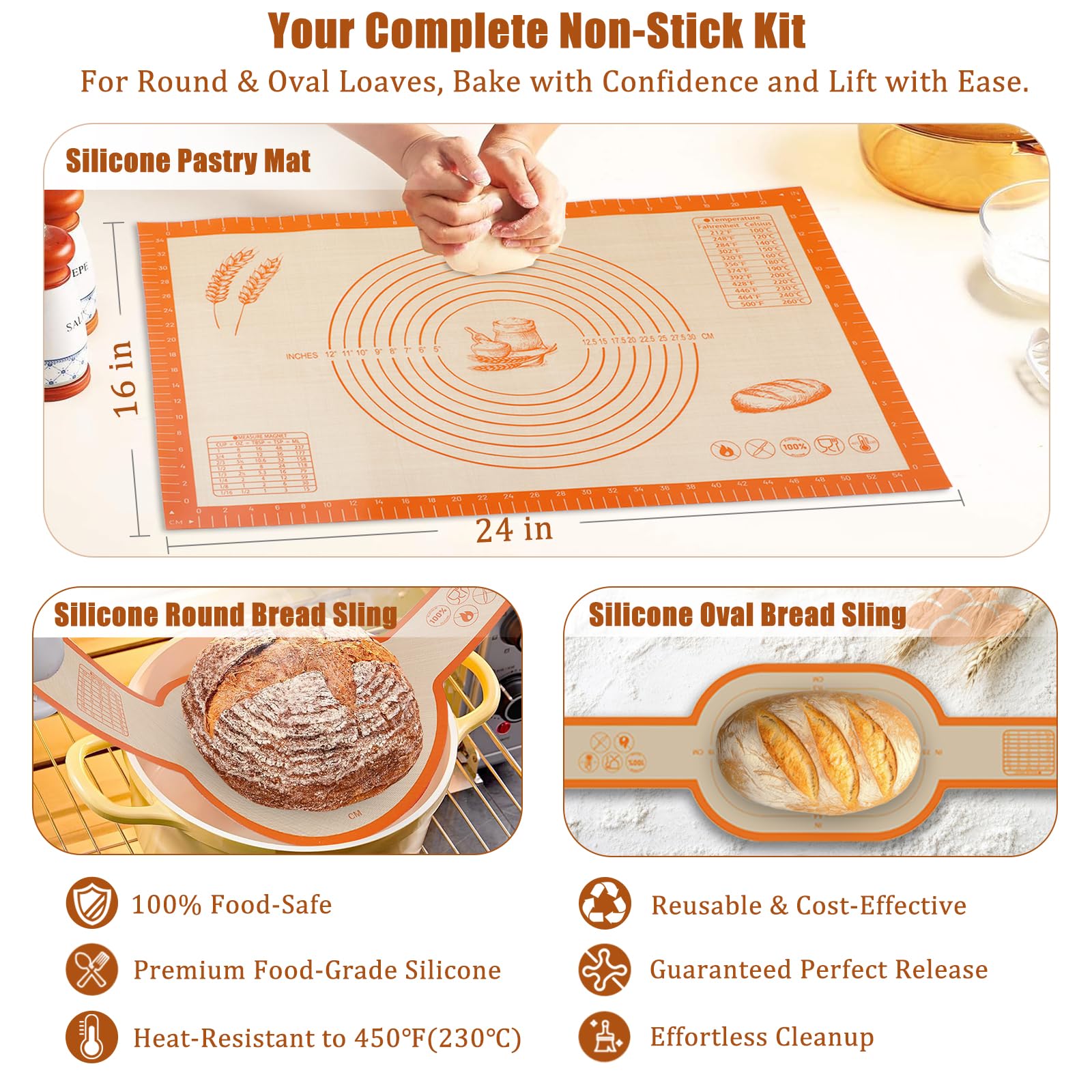 Panny silicone round sling for safe, nonstick dough transfers