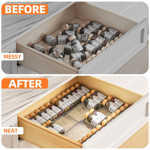 PanPanPal in-drawer storage keeps jars neatly organized and reachable.