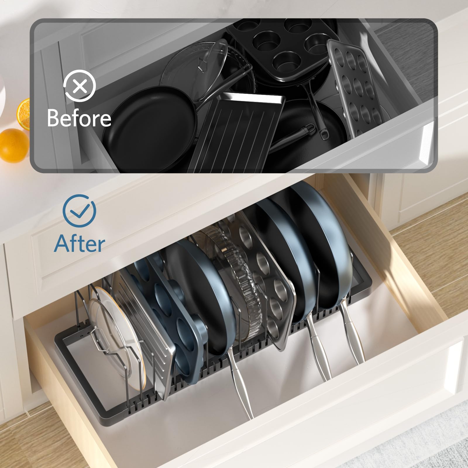 PanPanPal open-base design allows easy access and stable storage.