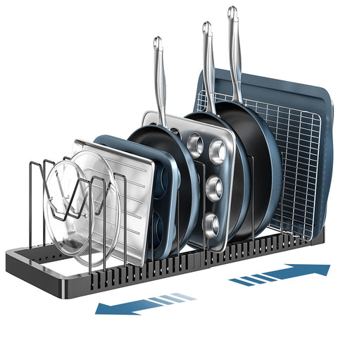 PanPanPal under-cabinet lid organizer keeps lids neatly accessible and saves cabinet space.
