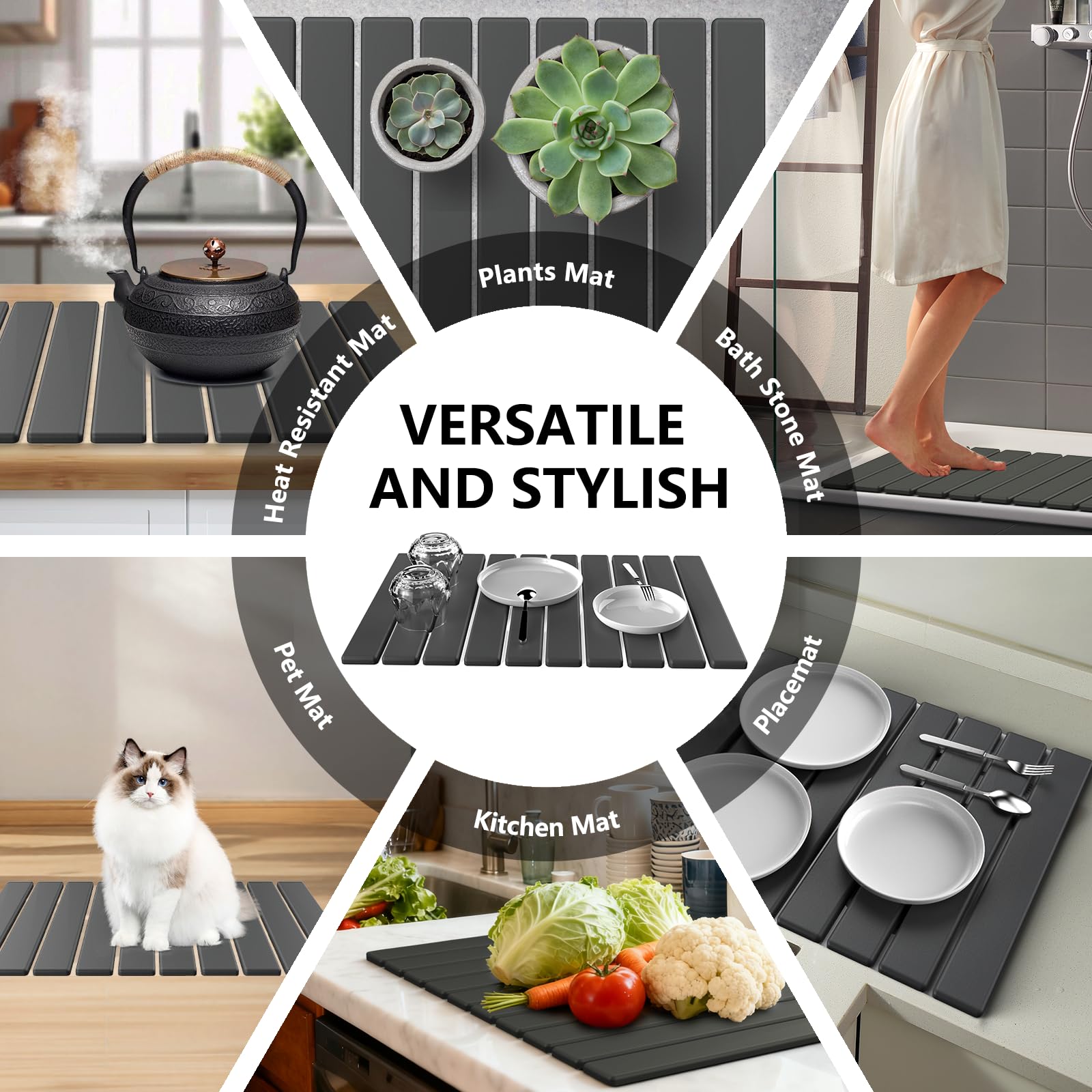 PantArea kitchen counter mat fits any decor and helps keep countertops dry and neat.