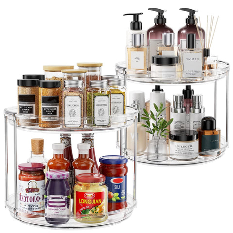 Pantasia 2-pack 2-tier lazy susan turntable for quick cabinet organization