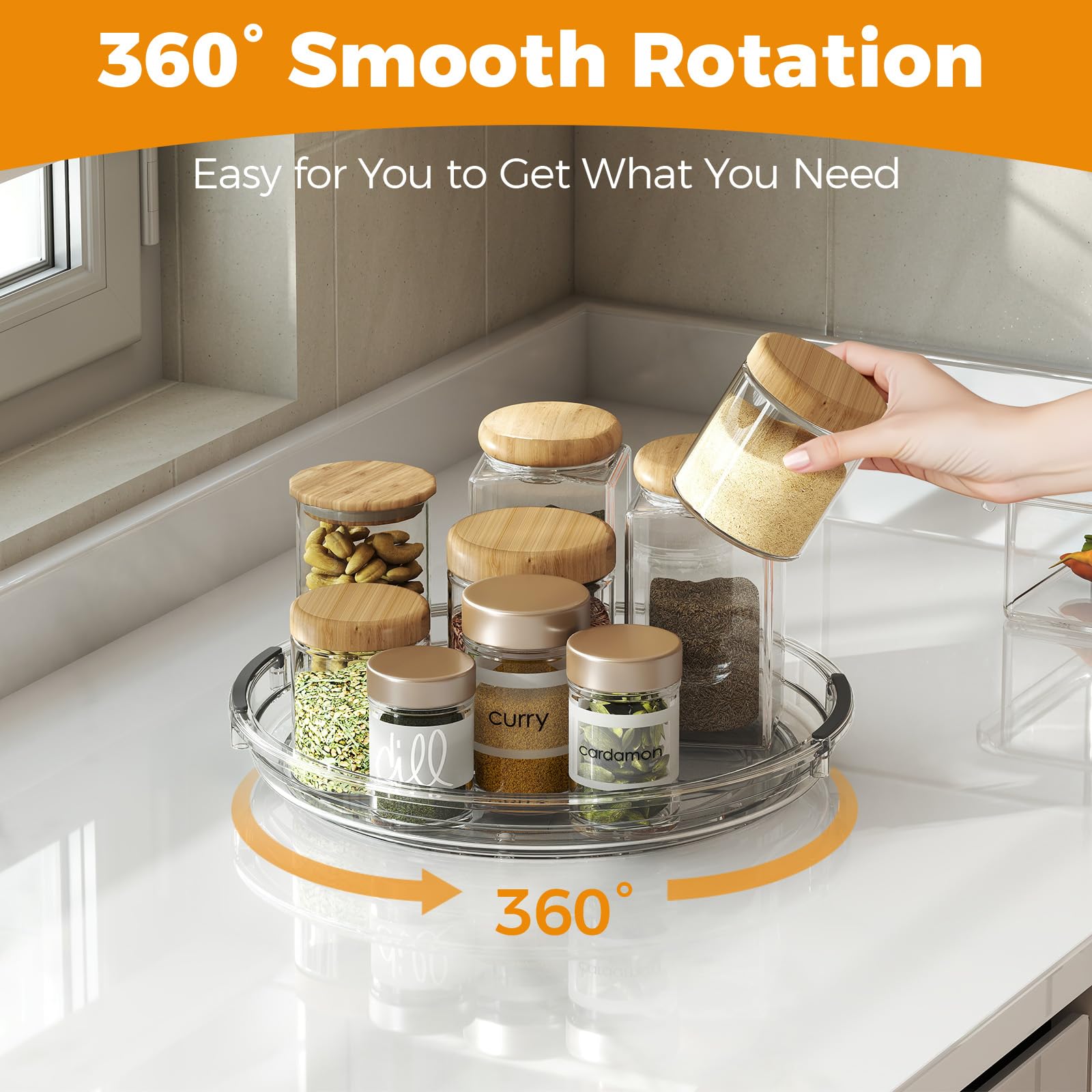 Pantasia 2 Pack Lazy Susan top view shows stable rotation for pantry organization.
