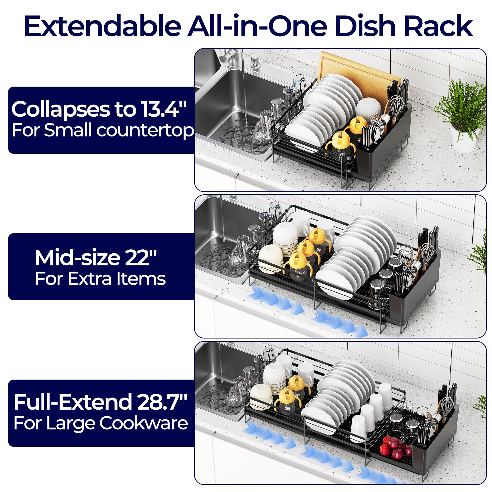 Pantasia drainage tray angle directs water into sink for cleaner counters