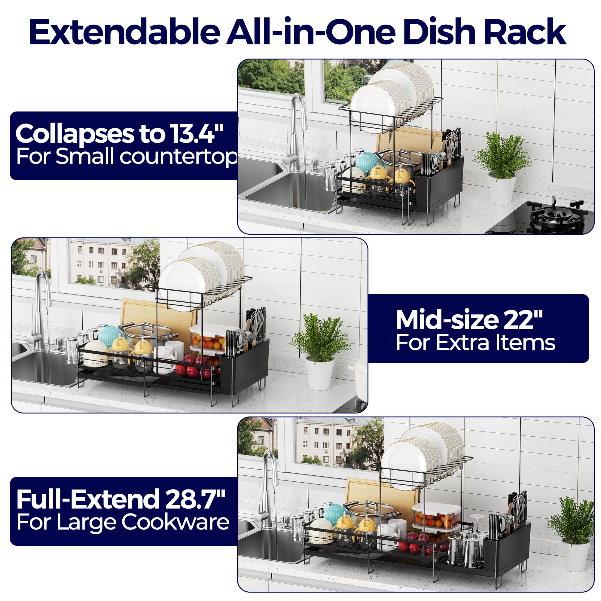 Pantasia dish rack drainage tray directs water into the sink.