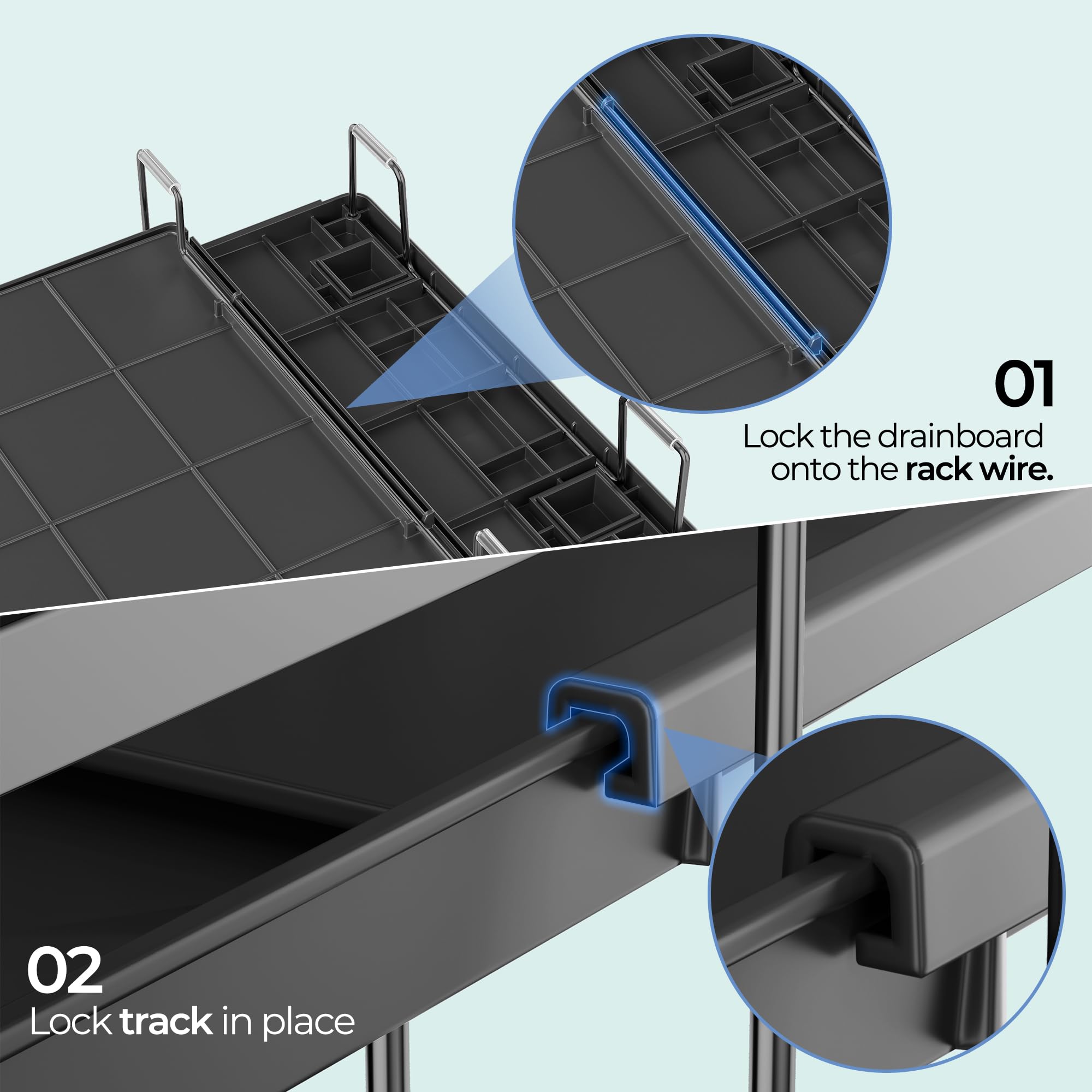 Pantasia dish rack creates dedicated slots for plates, bowls, and cups.