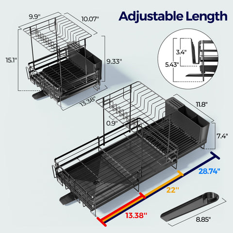 Pantasia dish rack includes removable 3-slot utensil holder.