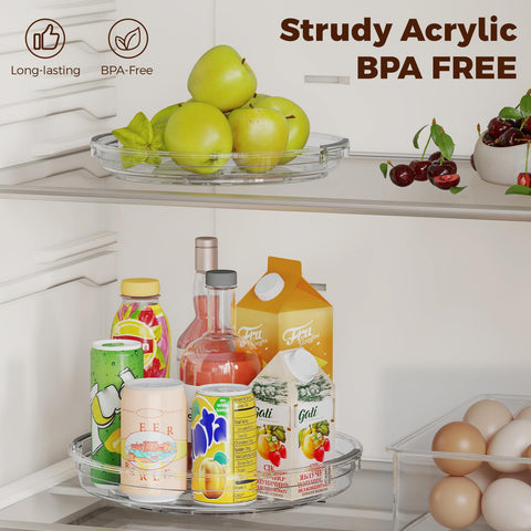 Pantasia lazy susan fridge organizer keeps condiments within reach